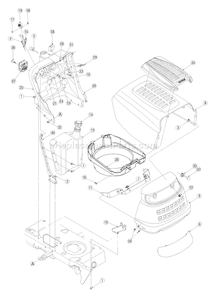 Page E Diagram and Parts List for 13AU615P755 2005 Yard Man Lawn Tractor